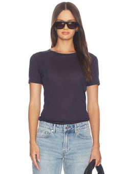 ANINE BING - Lightweight Slub Women's Crew Neck Half Sleeves T-Shirt Navy Blue