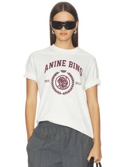 ANINE BING - Jaylin Women's Graphic Embroidered Crew Neck T-Shirt Cream