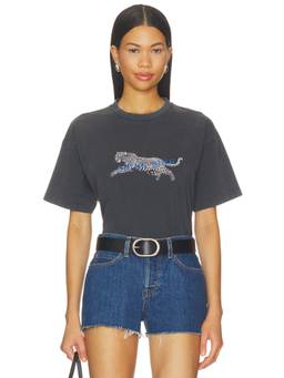 ANINE BING - Cade Women's Embroidered Graphic Crew Neck T-Shirt Washed Black