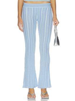 Asta Resort - Maribel Women's Pull-On Elastic Waist Flared Pants Blue