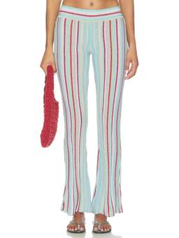 Asta Resort - Maribel Women's Elastic Waist Flared Palazzo Pants Multi-Color