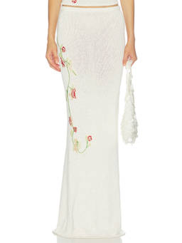 Asta Resort - Carolina Women's Embroidered Sequin Maxi Skirt White