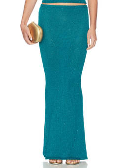 Asta Resort - Carolina Women's Pull-On Sequined Knit Maxi Skirt Green