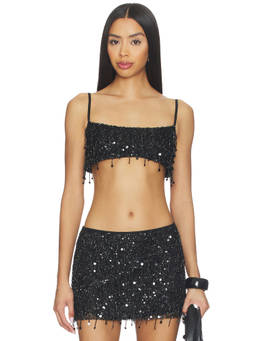 Asta Resort - Yasmin Women's Sequin Embellished Crop Bralette Top Black