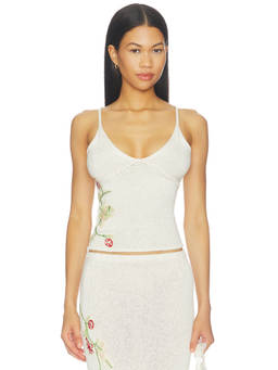 Asta Resort - Carolina Women's Embroidered Sequin Camisole White