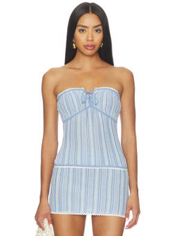 Asta Resort - Cleo Women's Strapless Striped Knit Jersey Corset Top Blue