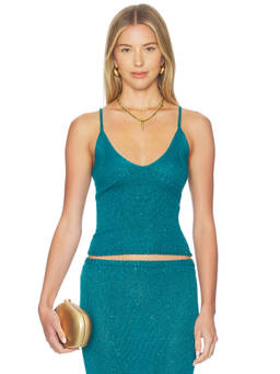 Asta Resort - Carolina Women's Sequined Knit Camisole Palm Green