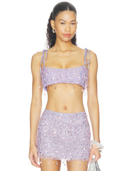 Asta Resort - Yasmin Women's Hand Beaded Tie-Up Crop Top Purple