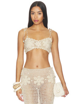 Asta Resort - Charlotte Women's Hand Crochet Tie-Up Strap Bralette Beige