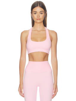 Astoria - Racer Back Women's Removable Pads Stretch Sports Bra Pink