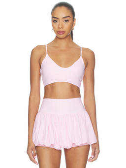 Astoria - Gingham Women's Removable Pad Adjustable Strap Sports Bra Pink