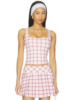 Astoria - Princess Plaid Women's Sleeveless Square Neck Tank Top Pink