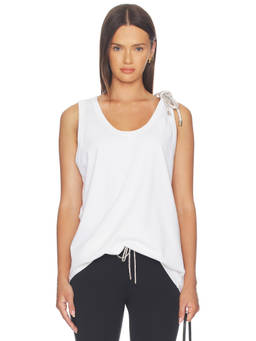 AREA - Crystal Knot Women's Embellished Shoulder Strap Tank Top White
