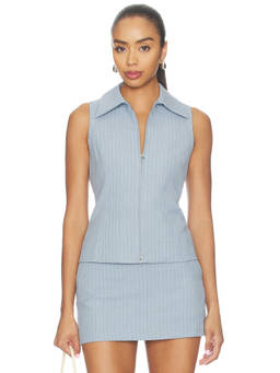 Artless Forever - Kaia Women's Sleeveless Zip Front Vest Light Blue