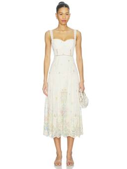 ASTR the Label - Pellagia Women's Floral Print Corset Midi Dress Cream