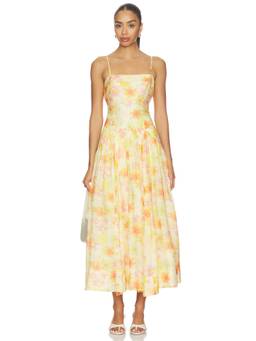 ASTR the Label - Ovina Women's Floral Print Smocked Back Maxi Dress Yellow