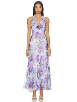 ASTR the Label - Yasmeen Women's Floral Print Halter Neck Maxi Dress Purple