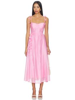 ASTR the Label - Halcyon Women's Satin Tie-Strap Underwire Midi Dress Pink