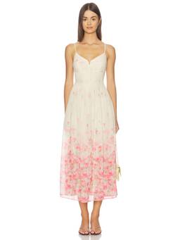 ASTR the Label - Bellora Women's Floral Print Pleated Chiffon Midi Dress Pink