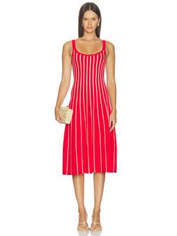 ASTR the Label - Irecia Women's Sleeveless Striped Knit Midi Dress Red