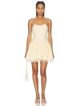 ASTR the Label - Bijou Women's Strapless Flared Mini Dress Yellow