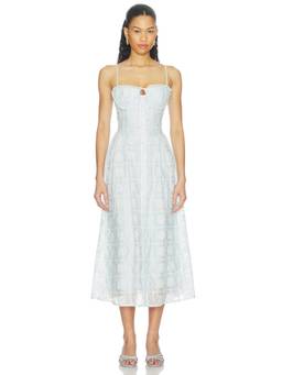 ASTR the Label - Eyelet Women's Bustier Midi Dress Powder Blue
