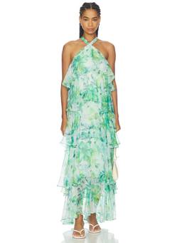 ASTR the Label - Daiga Women's Floral Print Halter Neck Maxi Dress Green
