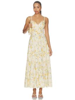 ASTR the Label - Women's Floral Print Smocked Back Maxi Dress Cream