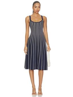 ASTR the Label - Irecia Women's Sleeveless Ribbed Knit Midi Dress Navy Blue