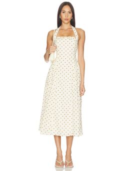 ASTR the Label - Marianna Women's Halter Neck Polka Dot Midi Dress Cream