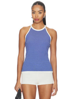 ASTR the Label - Betia Women's Striped Sleeveless Sweater Top Blue