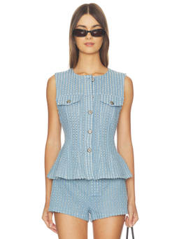 ASTR the Label - Noa Women's Sleeveless Button-Down Vest Blue