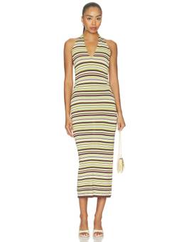 Away That Day - Cape Town Women's Halter Neck Striped Maxi Dress Multi-Color