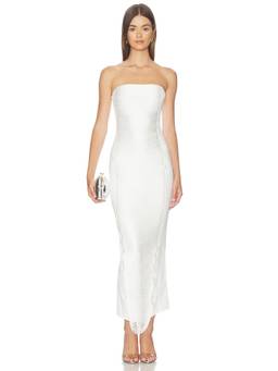 Amelie Teje - Belarouse Women's Strapless Tassel Trim Maxi Dress White