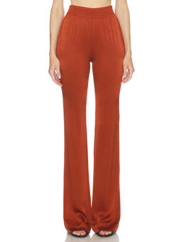 Atlein - High Waist Women's Pull-On Bootcut Trousers Rust