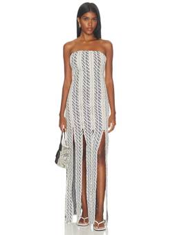 AZULU - Virginia Women's Strapless Crochet Knit Maxi Dress Navy Blue