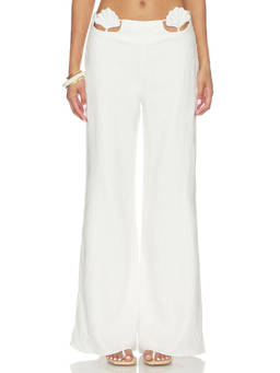 AZULU - Amelie Women's Wide-Leg Linen Trousers Ivory