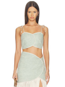 AZULU - Aveiro Women's Tie-Up Strap Sleeveless Crop Top Seafoam Green