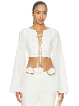 AZULU - Women's Lace-Up Crop Top Ivory