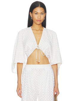 AZULU - Elif Women's Lace Tie-Up Crop Top White
