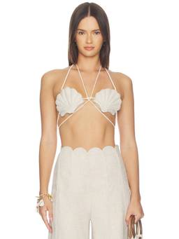 AZULU - Silvana Women's Padded Halter Tie-Up Bikini Top Beige