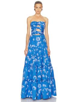 Alexis - Lucente Women's Strapless Cut-Out Maxi Dress Blue