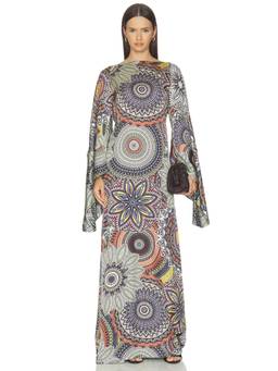 Alexis - Sorano Women's Medallion Print Open Back Maxi Dress Multi-Color