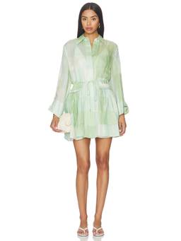 Alexis - Women's Button-Down Tie-Waist Shirt Mini Dress Green