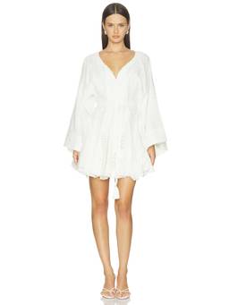 Alexis - Palmari Knot Women's Embroidered Flared Mini Dress Ivory