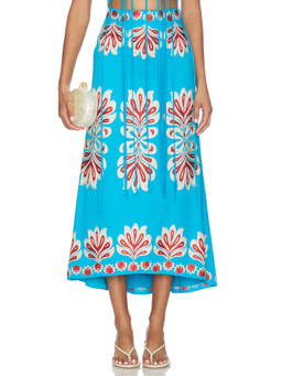 Alexis - Amarisse Women's Embroidered High Waist Maxi Skirt Blue