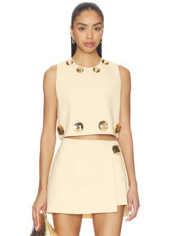 Alexis - Maree Women's Sleeveless Embellished Crop Top Cream