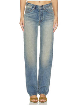 Aya Muse - Women's Faded Straight-Leg Jeans Beige