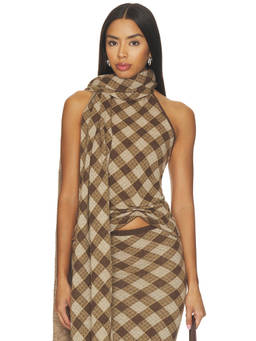 Aya Muse - Kae Women's Plaid Halter Neck Knit Top Brown