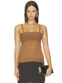 Aya Muse - Aven Women's Ribbed Jersey Shoulder Strap Top Rust